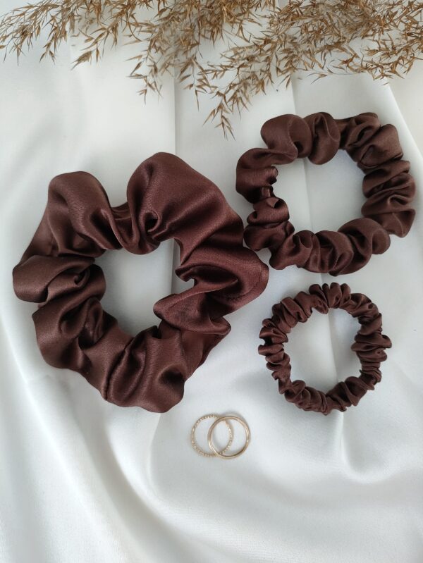 Scrunchie jedwabne | Brązowy