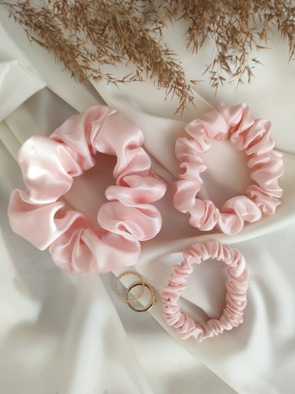 Scrunchie jedwabne | Pudrowy róż