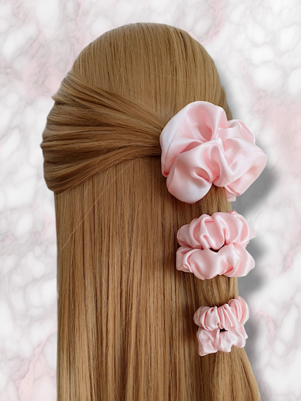 Scrunchie jedwabne | Pudrowy róż - obrazek 2