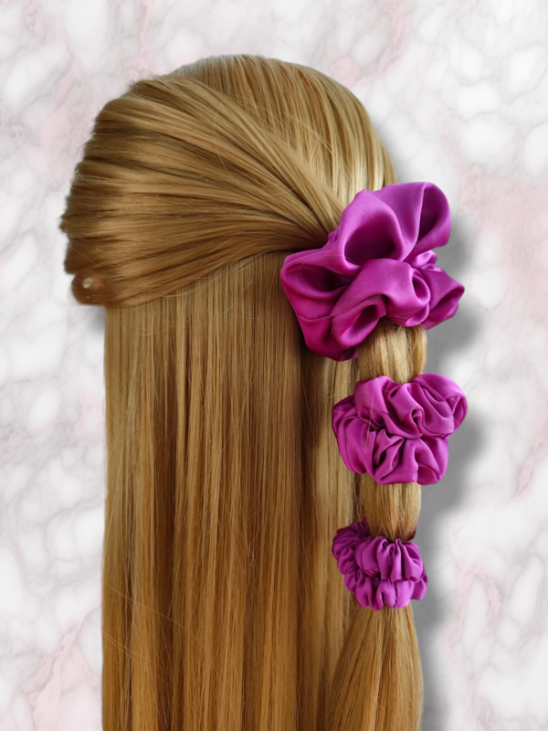 Scrunchie wiskoza satynowa | Fuksja - obrazek 2