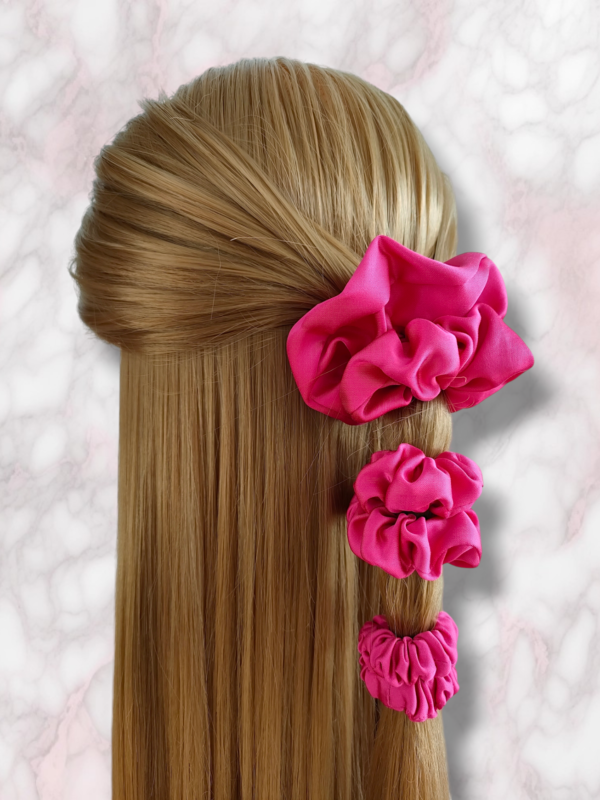 Scrunchie wiskoza satynowa | Amarant - obrazek 2