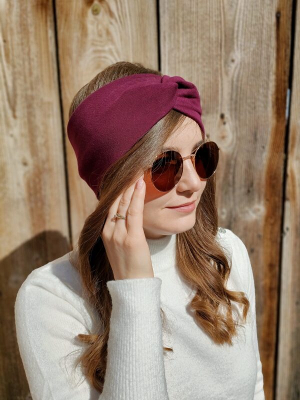 Opaska turban | Burgundowy - obrazek 2