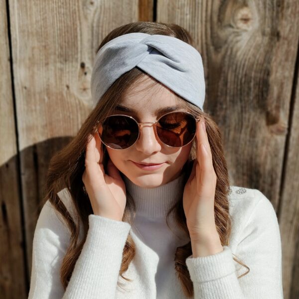 Opaska na głowę turban bawełna | popielaty, szary