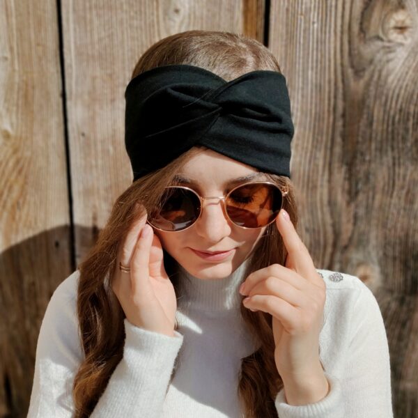 Opaska na głowę turban bawełna | czarny