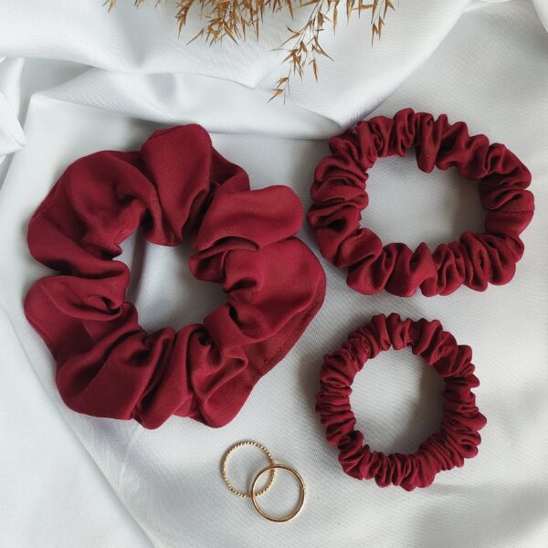 Gumka do włosów scrunchie wiskoza satynowa | czerwony, burgund