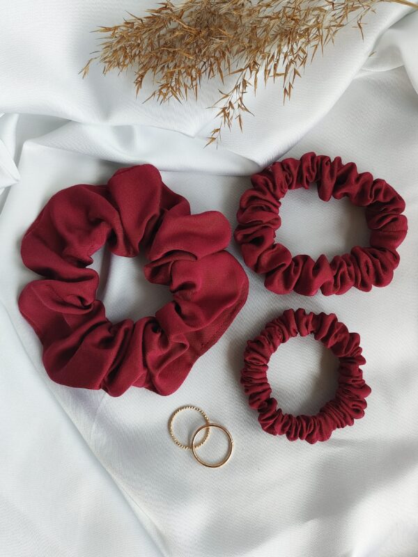 Scrunchie wiskoza satynowa | Burgundowy