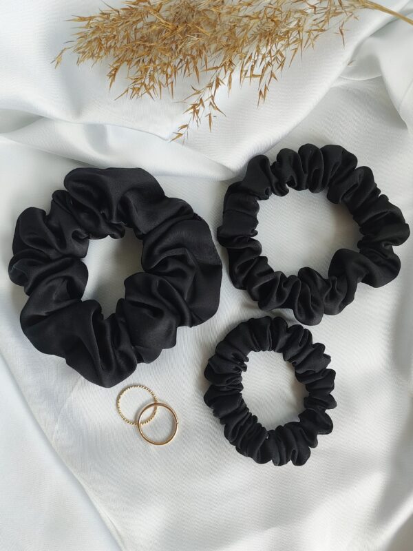 Scrunchie wiskoza satynowa | Czarny