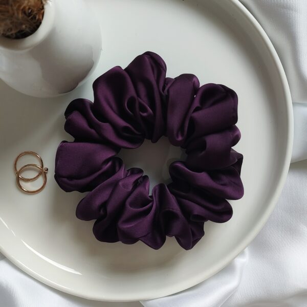 Gumka do włosów scrunchie satynowa duża | fioletowa, śliwka