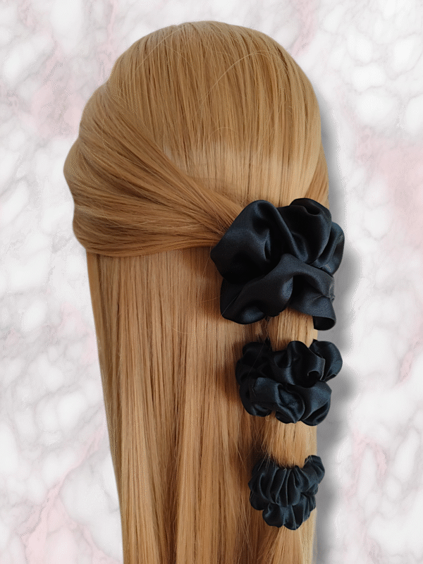 Scrunchie jedwabna czarna handmade