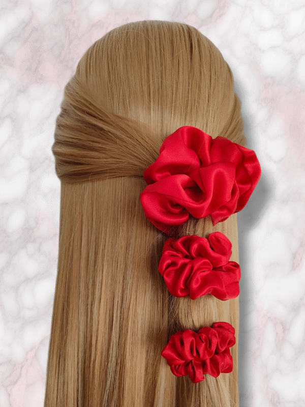 Scrunchie jedwabna czerwona handmade