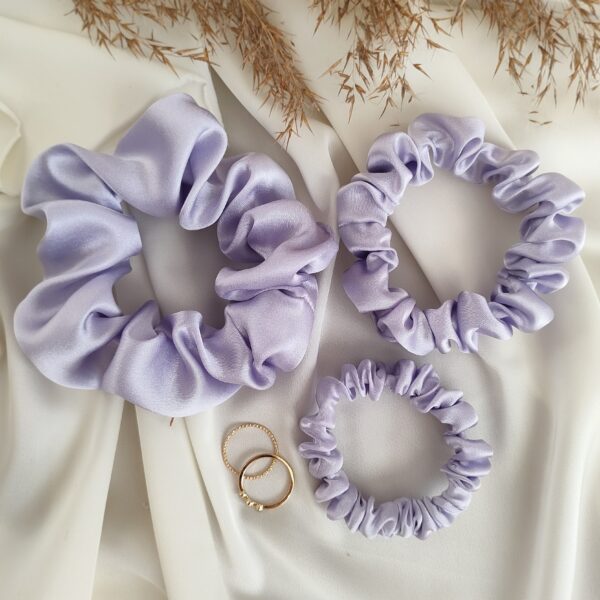 Scrunchie jedwabna fioletowa handmade