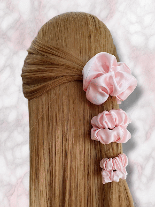 Scrunchie jedwabna różowa handmade