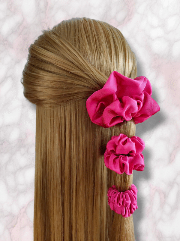 Scrunchie wiskoza satynowa amarantowa handmade
