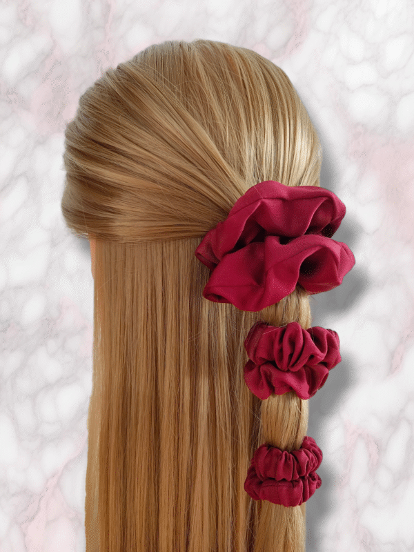 Scrunchie wiskoza satynowa burgundowa handmade