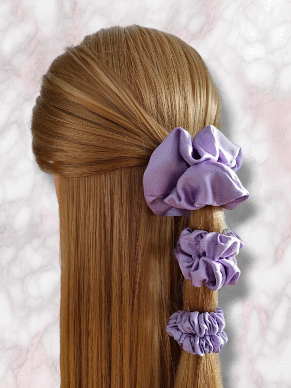 Scrunchie wiskoza satynowa fioletowa handmade