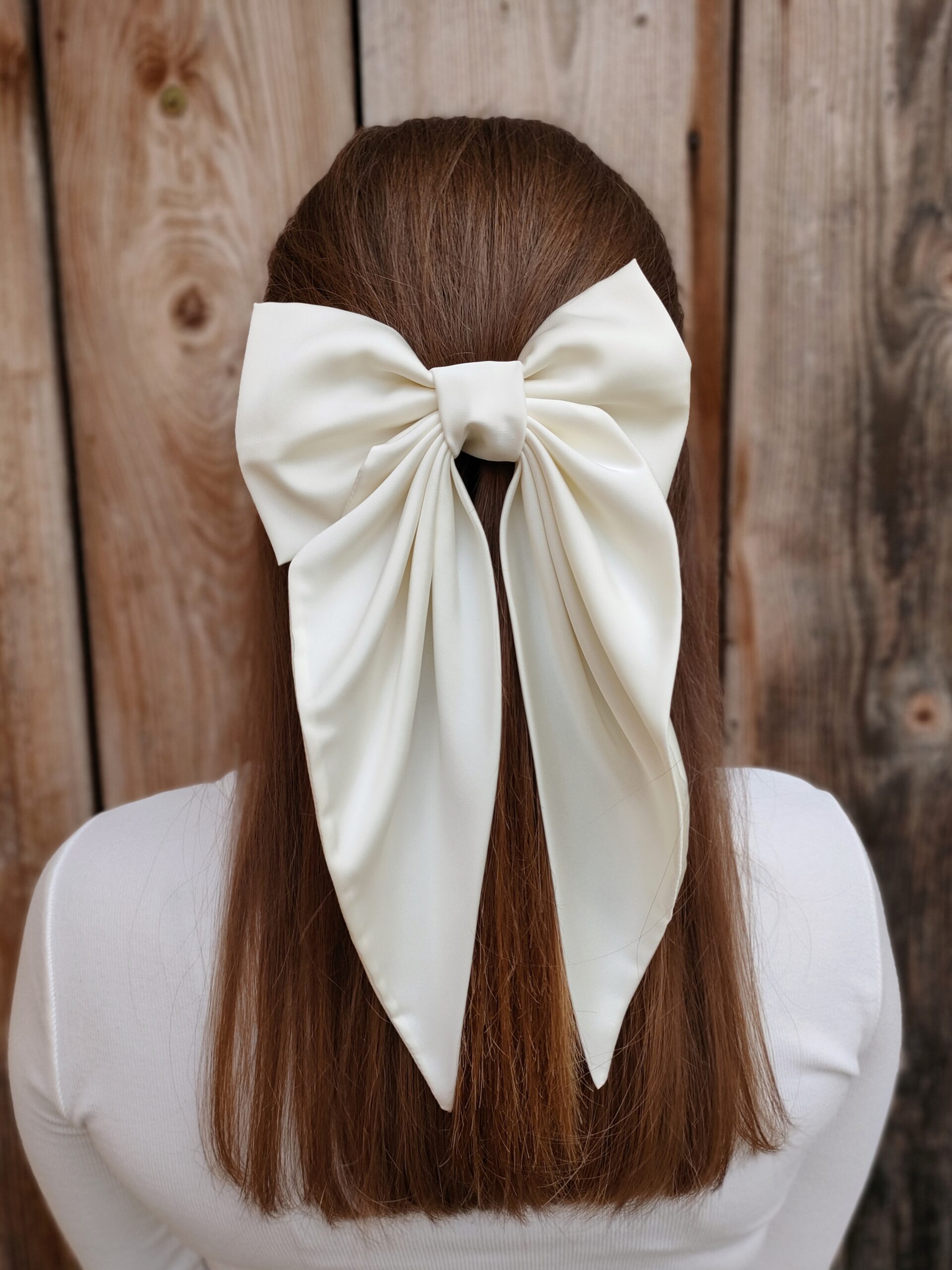 Zszywka kokarda z chustą biała handmade