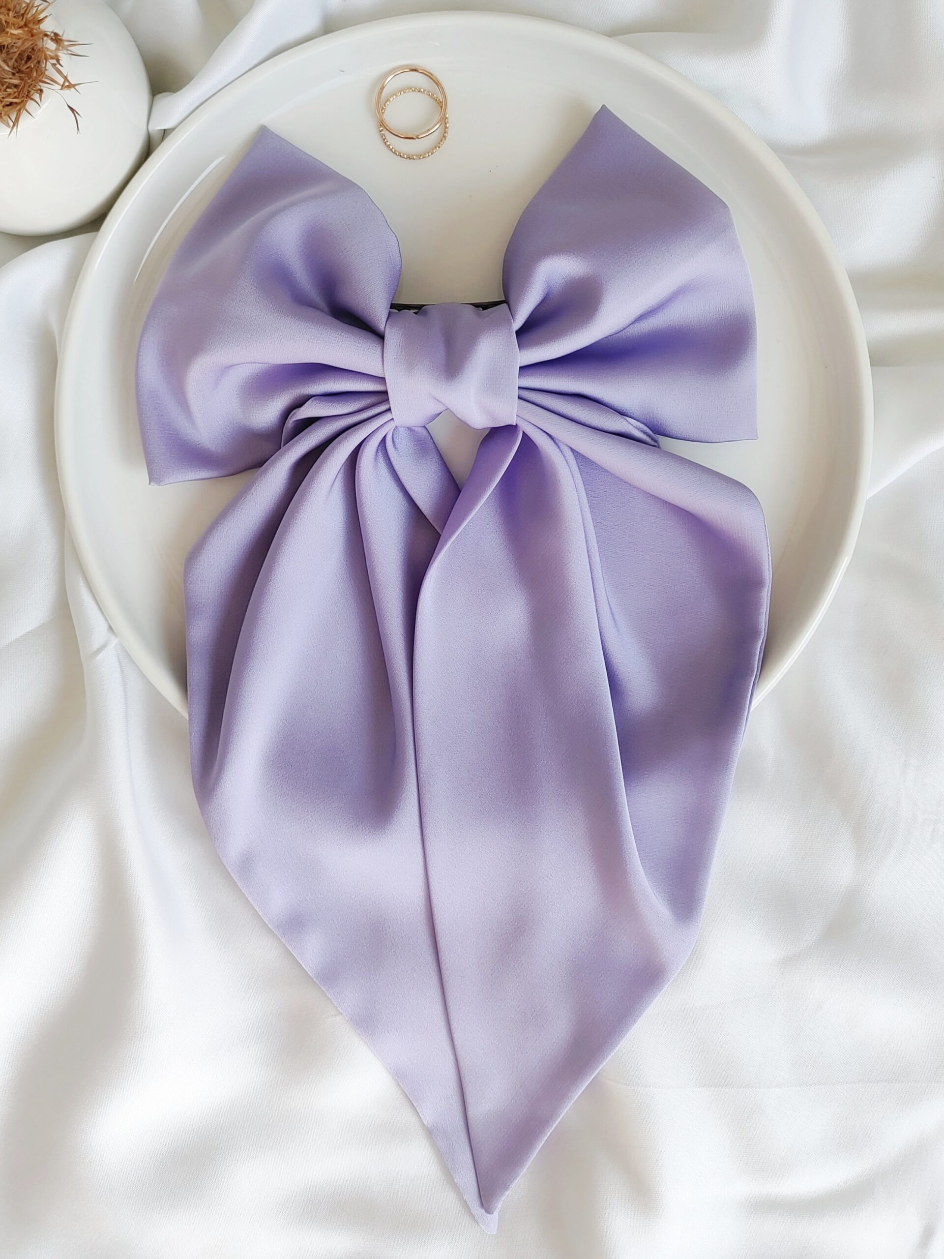 Zszywka kokarda z chustą fioletowa handmade