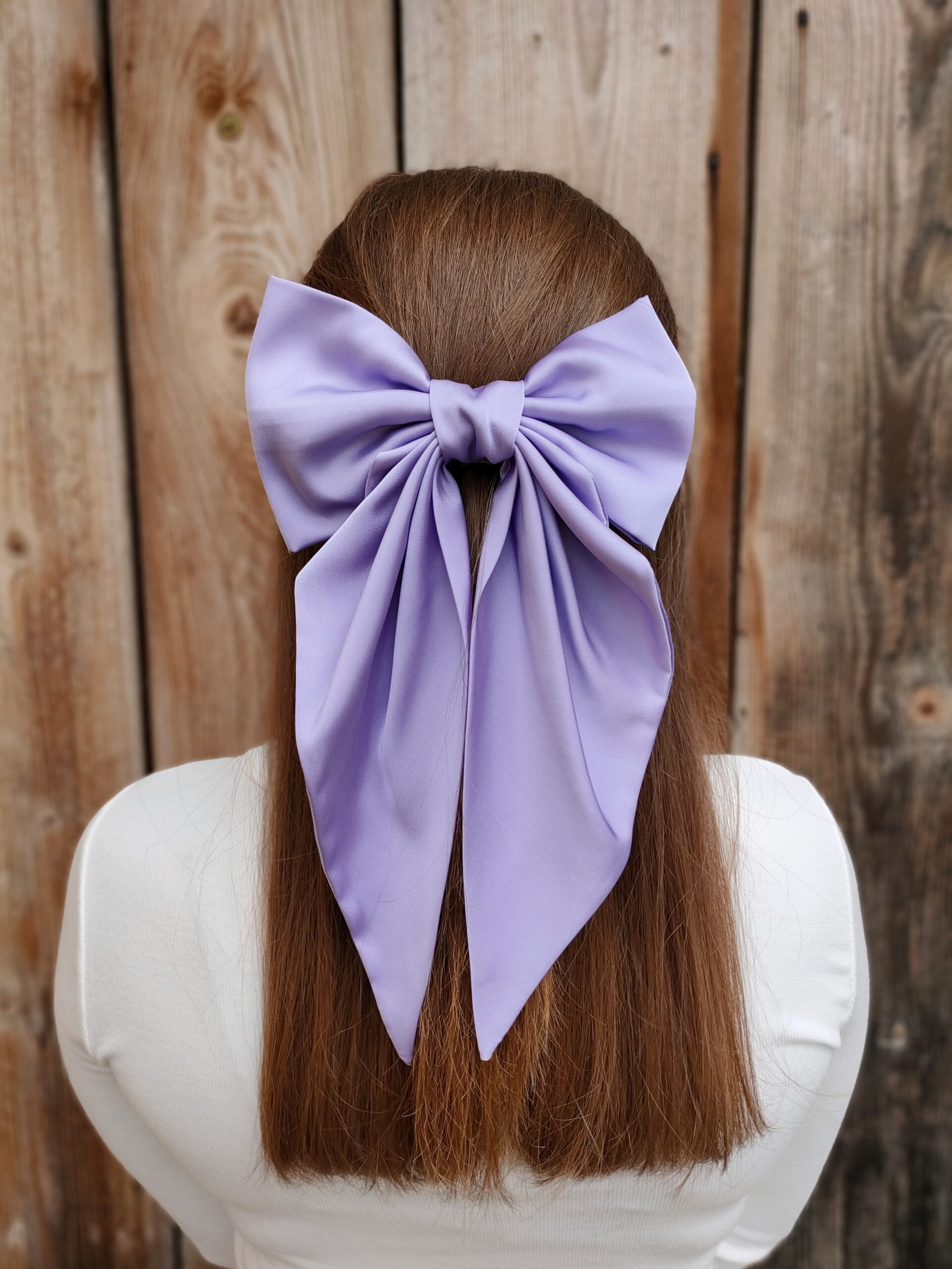 Zszywka kokarda z chustą fioletowa handmade