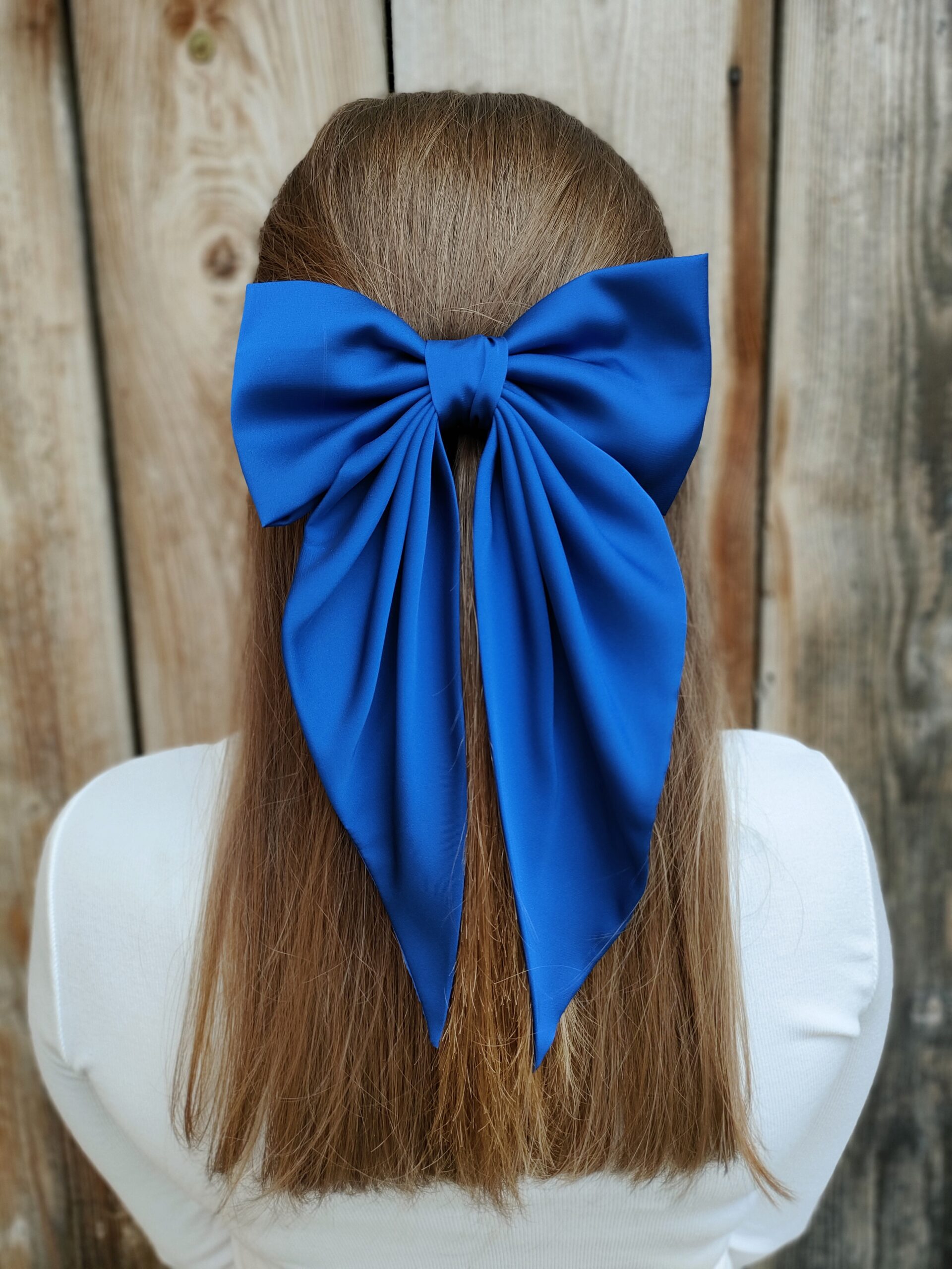 Zszywka kokarda z chustą kobaltowa handmade