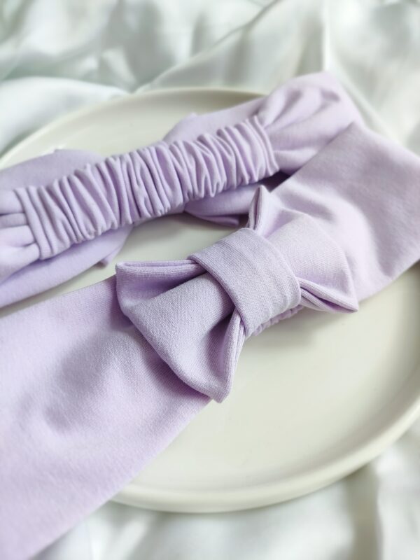 Opaska z kokardą bawełniana fioletowa handmade – Zszywka