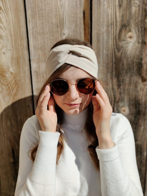 Opaska turban handmade beżowa – Zszywka